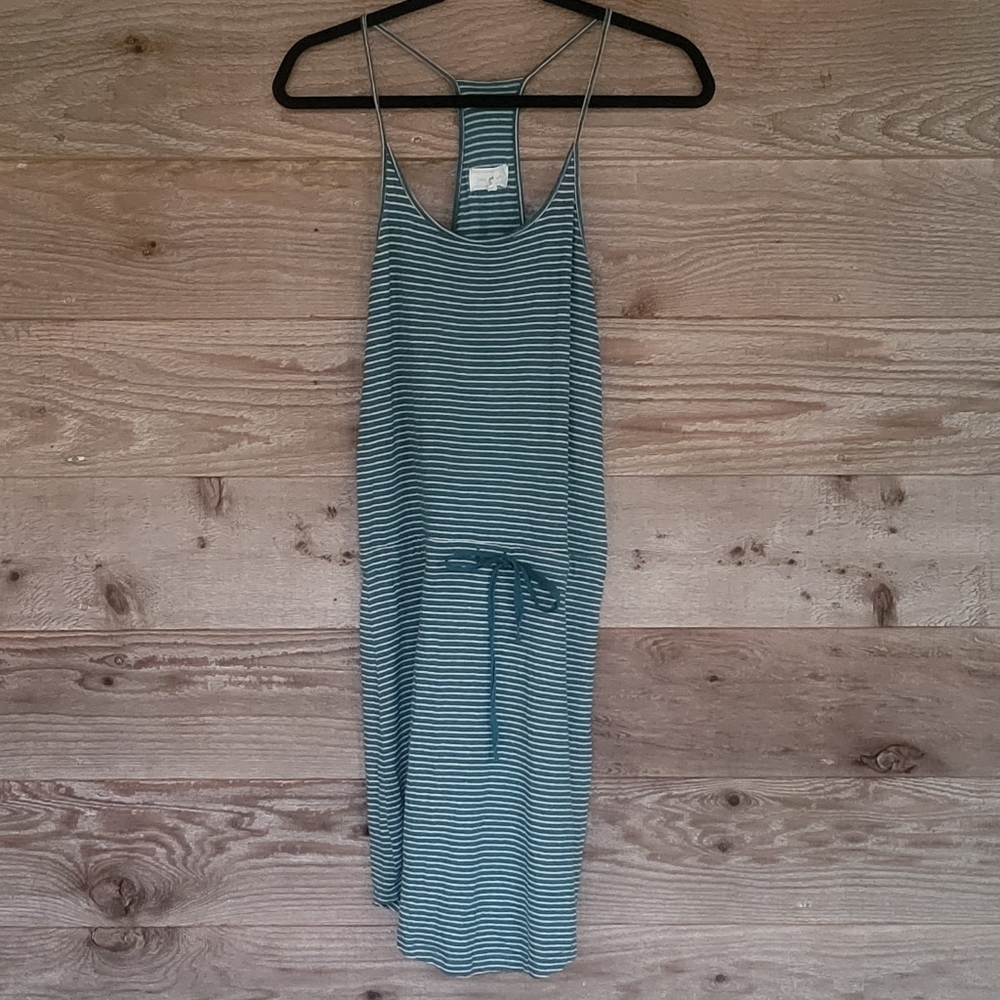 Lou & Grey Green and White Striped Tie Front Dress Size Medium